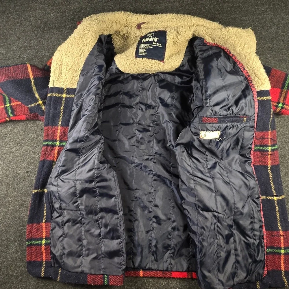VTG Altamont Brian Slash Hansen Mens Sherpa Flannel Shacket Skater Plaid Size L